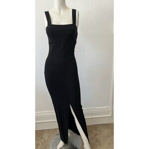 Paolina Paris Black Sexy Sleeveless Front Slit Zippered Stretch Maxi Dress Small